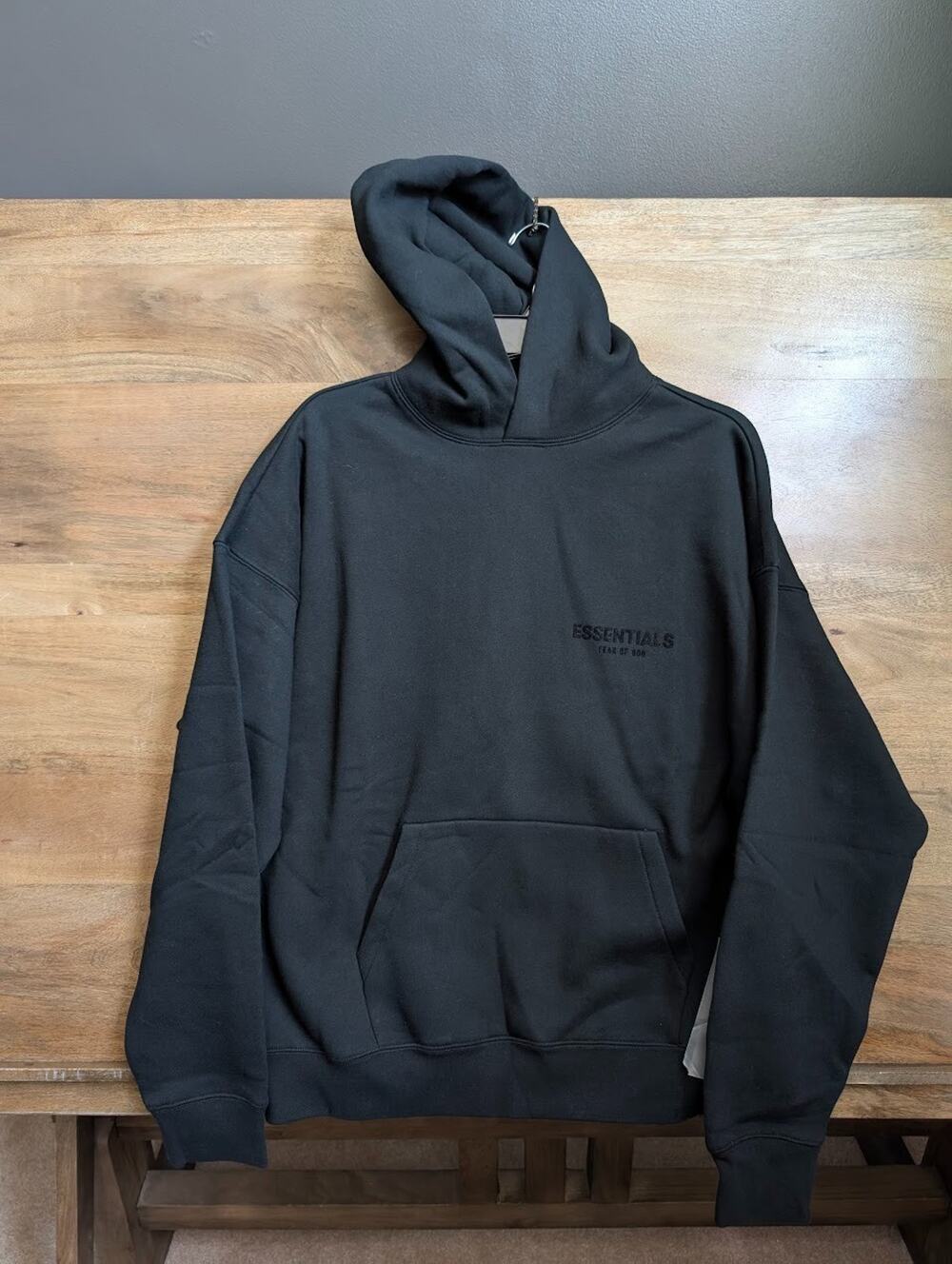 NWT Essentials Fear Of God 2 Sided Logo Pullover Hoodie BLACK MEDIUM